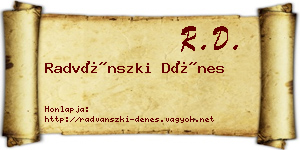 Radvánszki Dénes névjegykártya