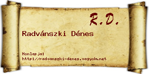 Radvánszki Dénes névjegykártya